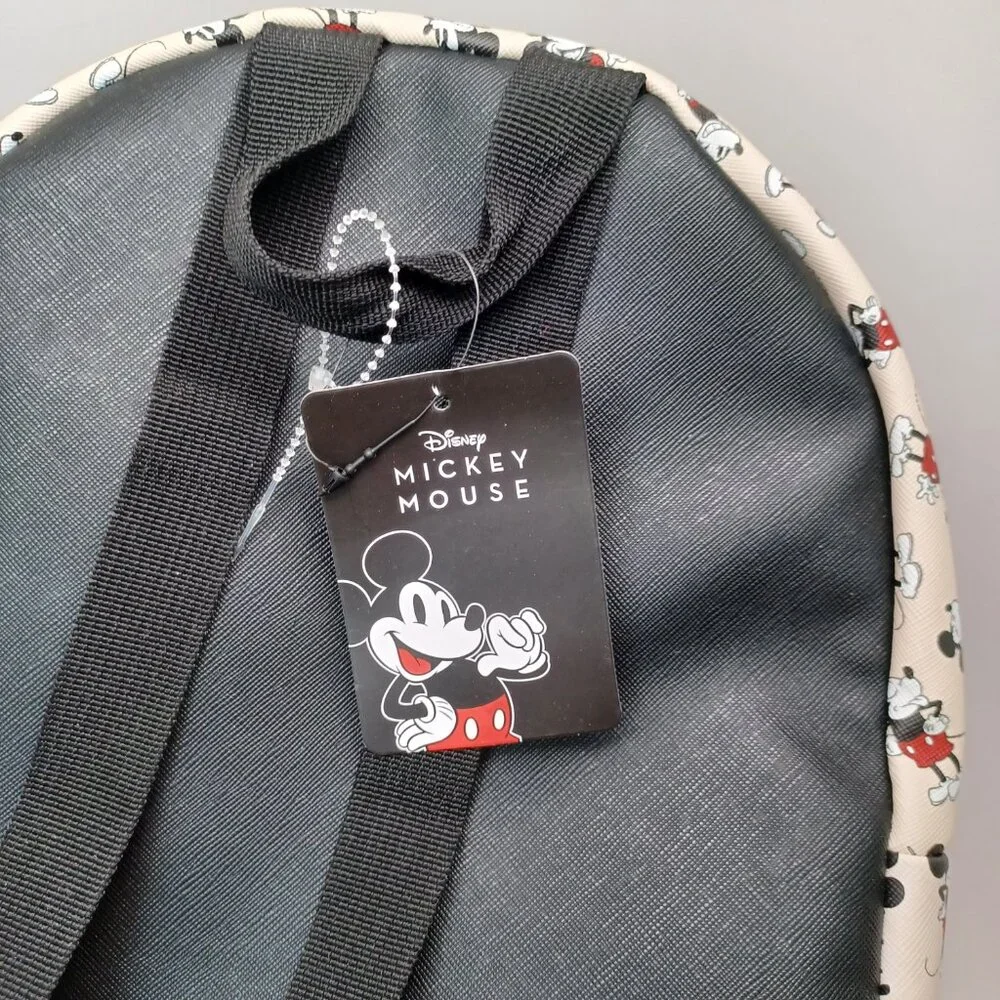 Disney Mickey Mouse Backpack BioWorld Cream Black‎ Red Mini Bag NEW